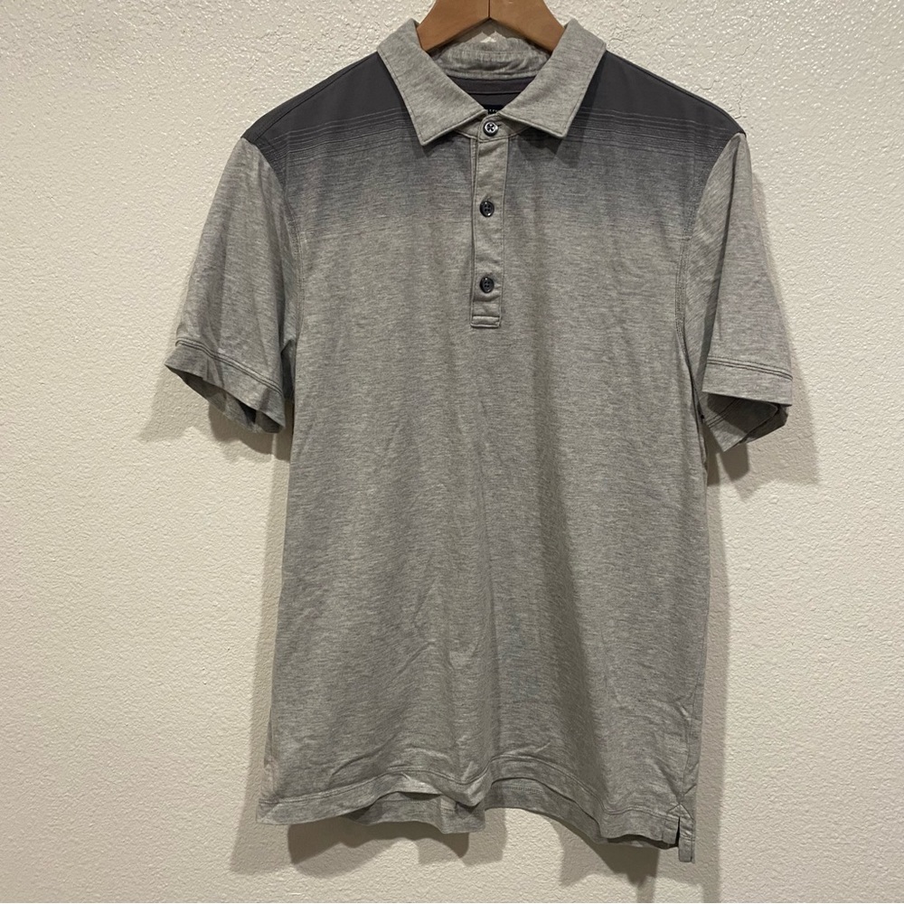 men’s banana republic grey gradient short sleeve polo